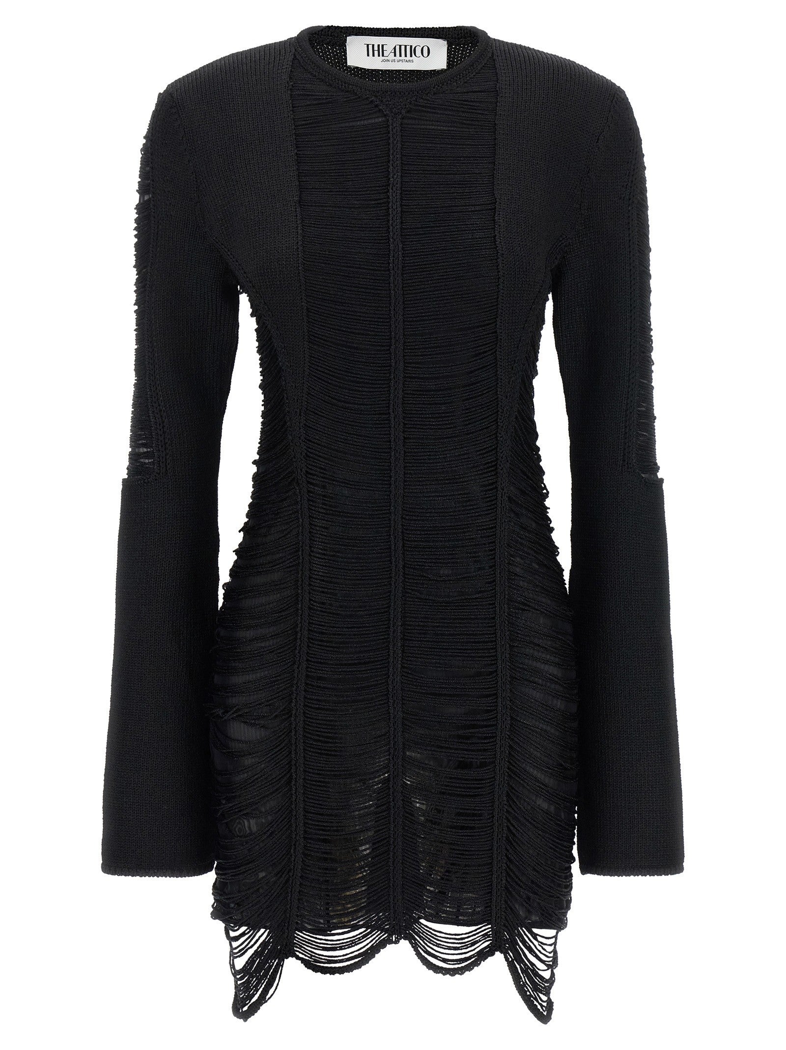 The Attico Fringed Dress Black
