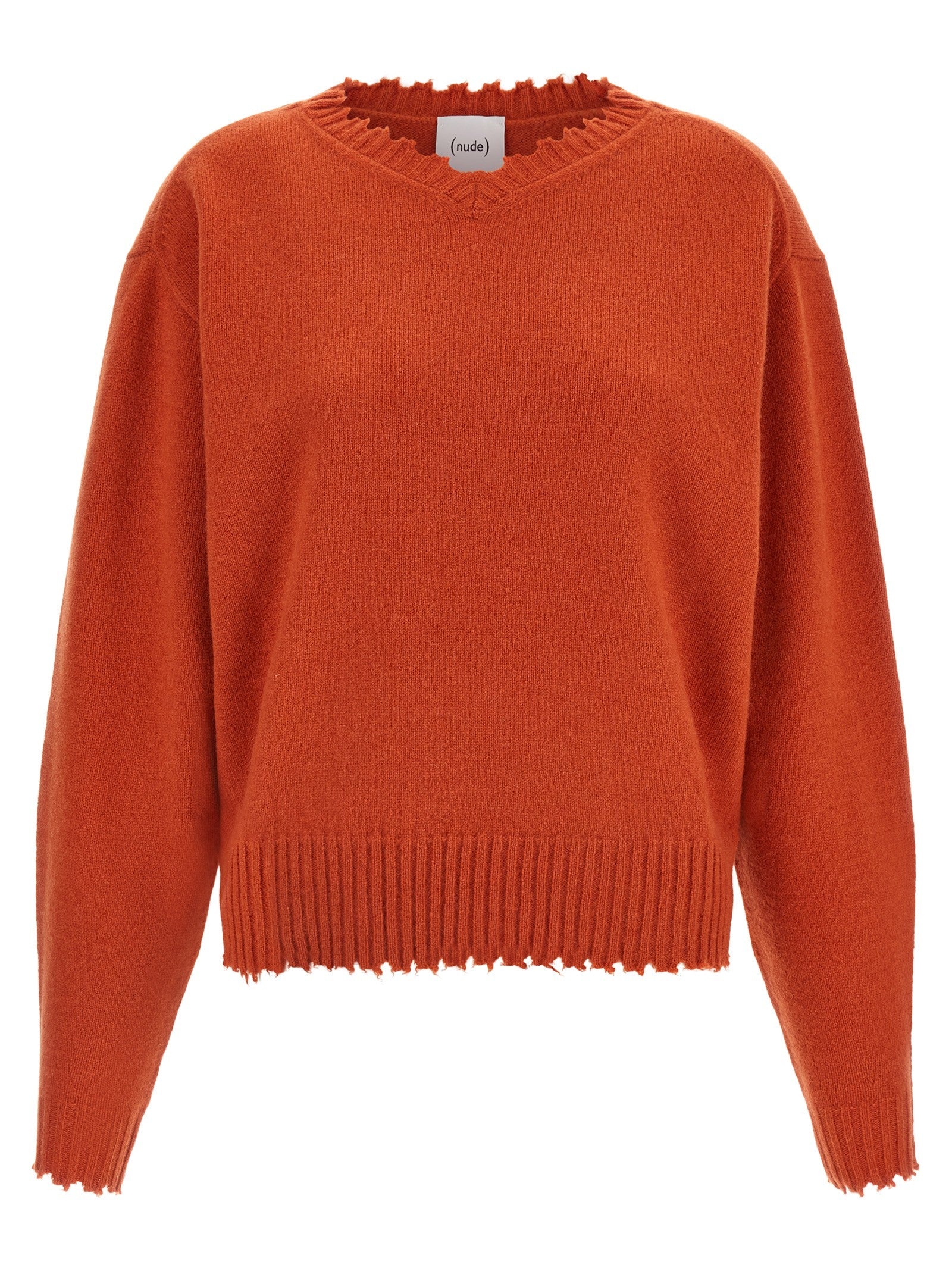 Nude Lucy Fringed Hem Sweater Orange