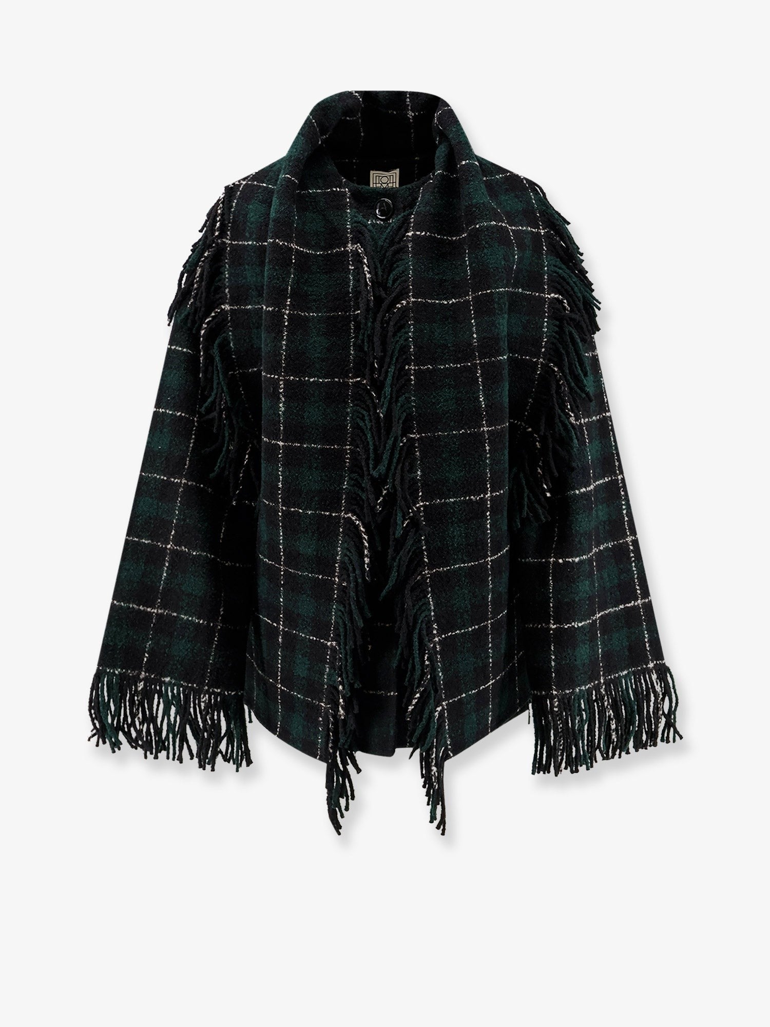 Toteme Women's Fringed Scarf Madras Wool Coat Multicolor