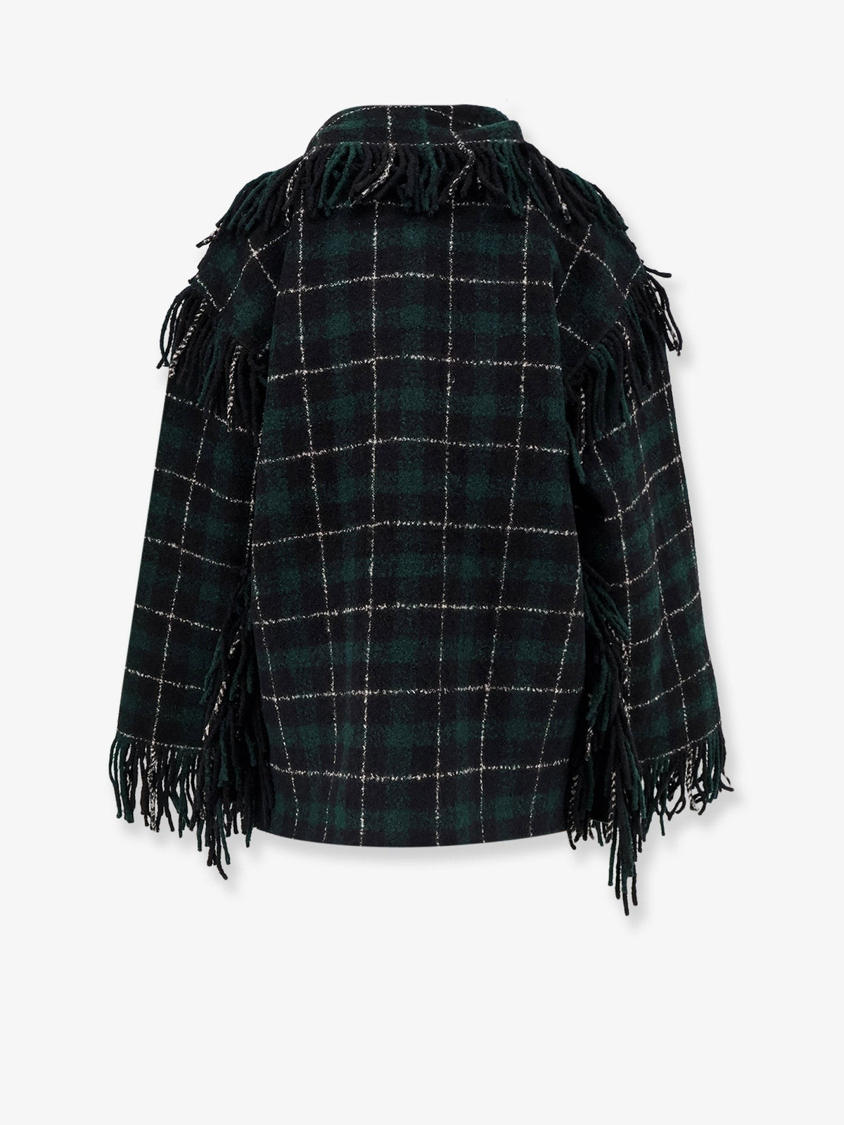 Toteme Women's Fringed Scarf Madras Wool Coat Multicolor