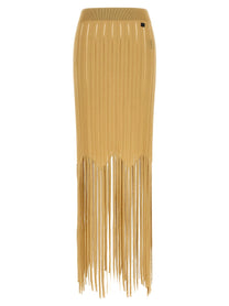 Balmain Fringed Skirt Beige