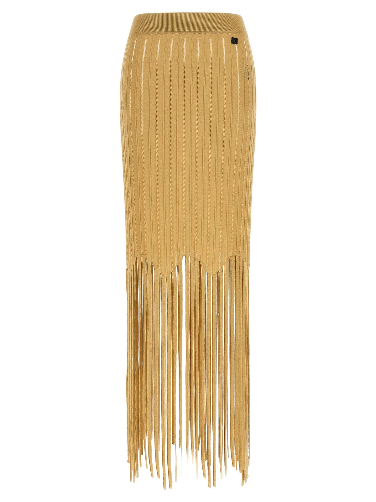 Balmain Fringed Skirt Beige