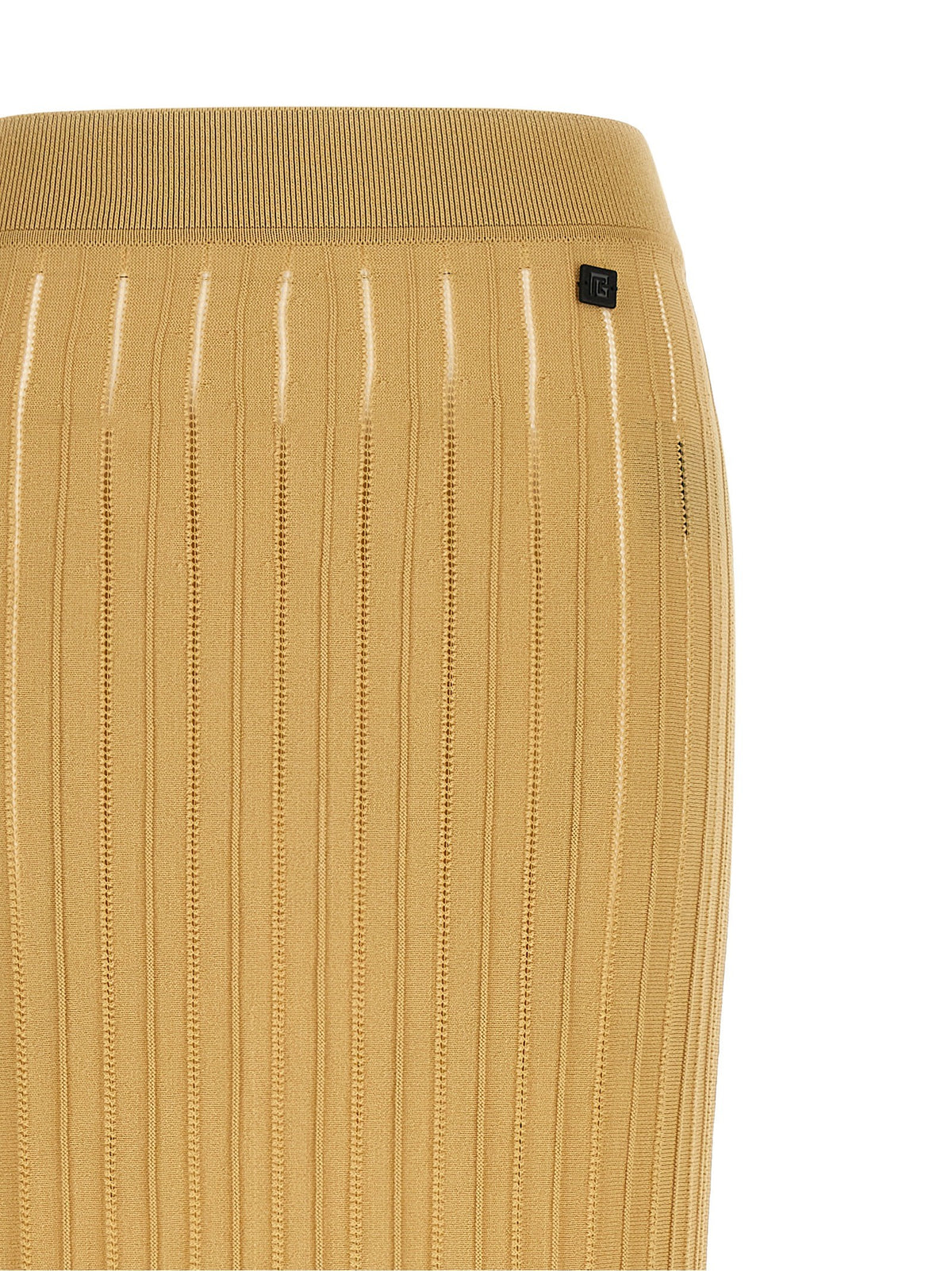 Balmain Fringed Skirt Beige, view 3