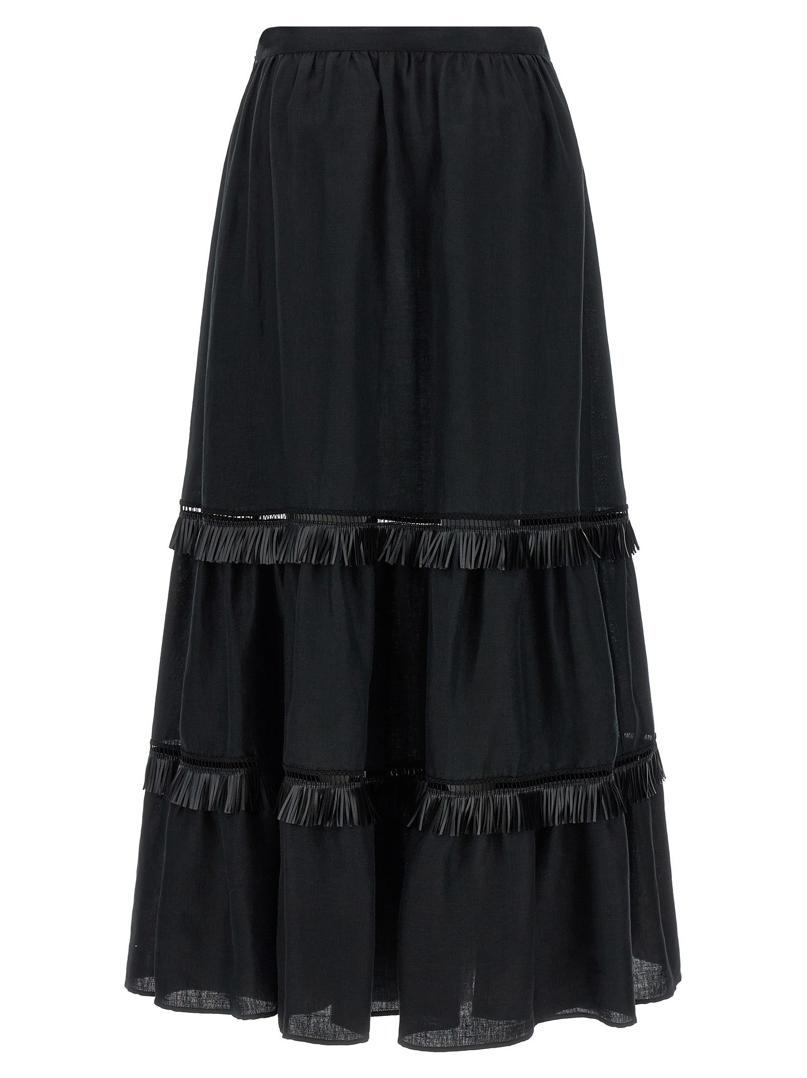 Kiton Fringed Skirt Black