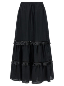 Kiton Fringed Skirt Black