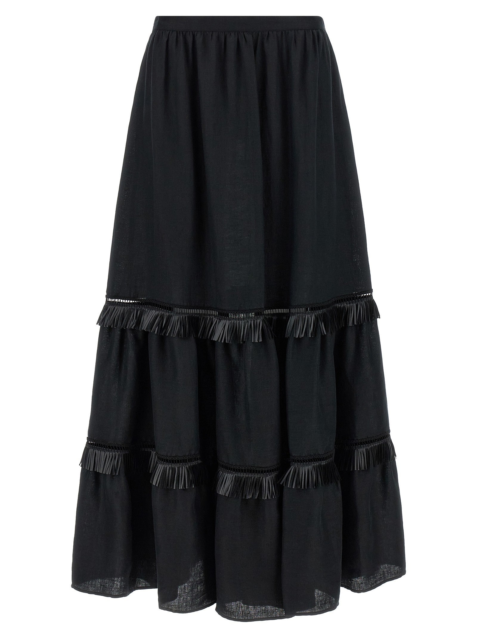 Kiton Fringed Skirt Black