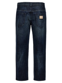 Dolce &amp; Gabbana Fringed Stitching Jeans Blue