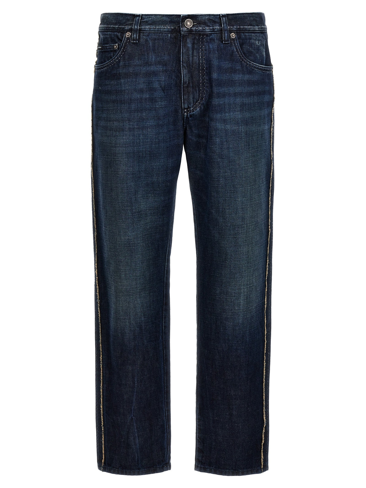 Dolce &amp; Gabbana Fringed Stitching Jeans Blue