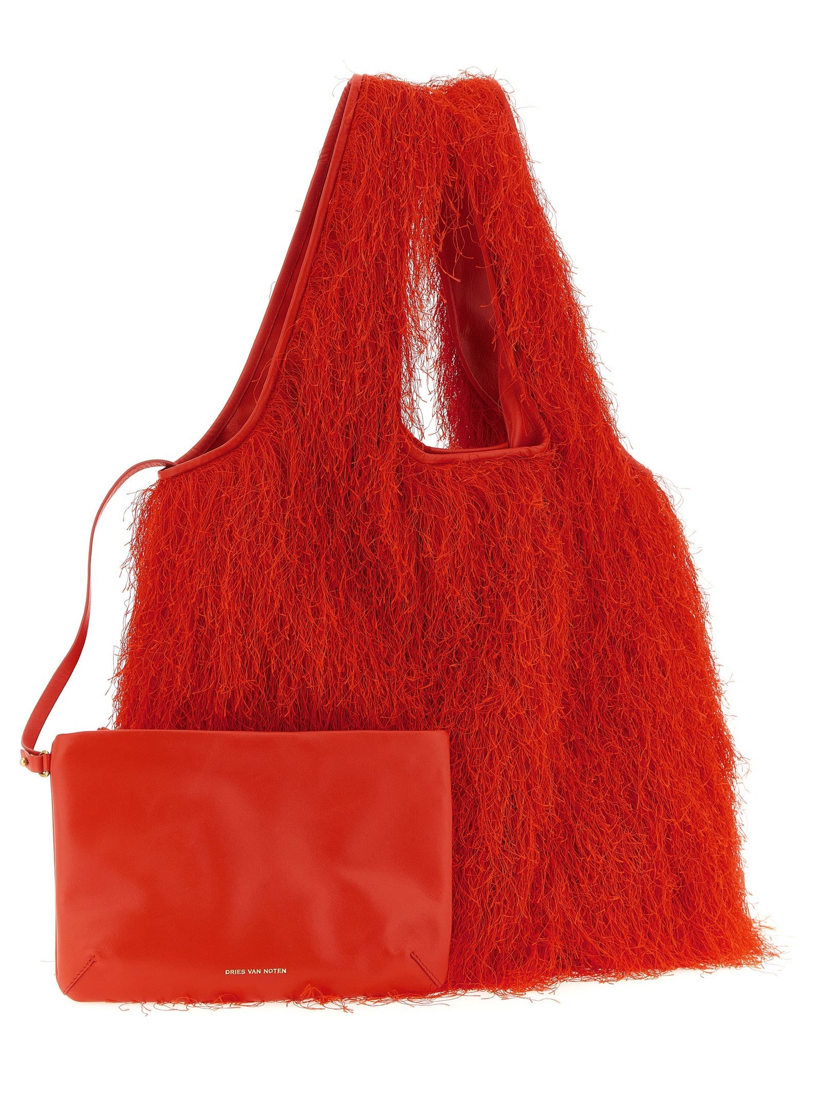 Dries Van Noten Fringed Tote Bag Red