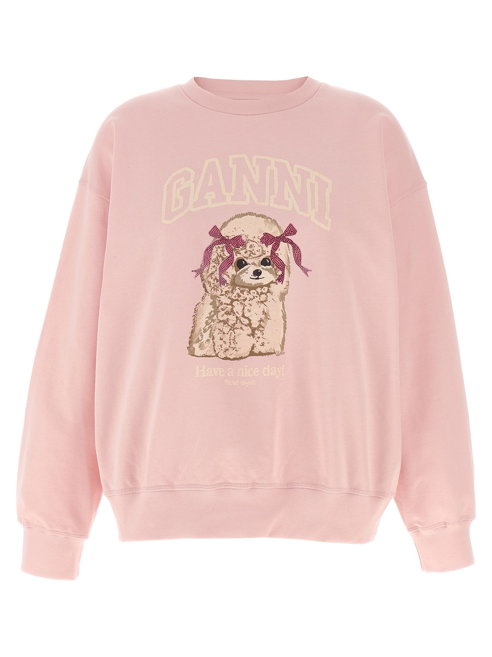 Ganni Front Print Sweatshirt Blue