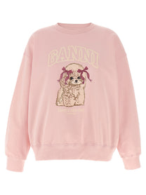 Ganni Front Print Sweatshirt Blue