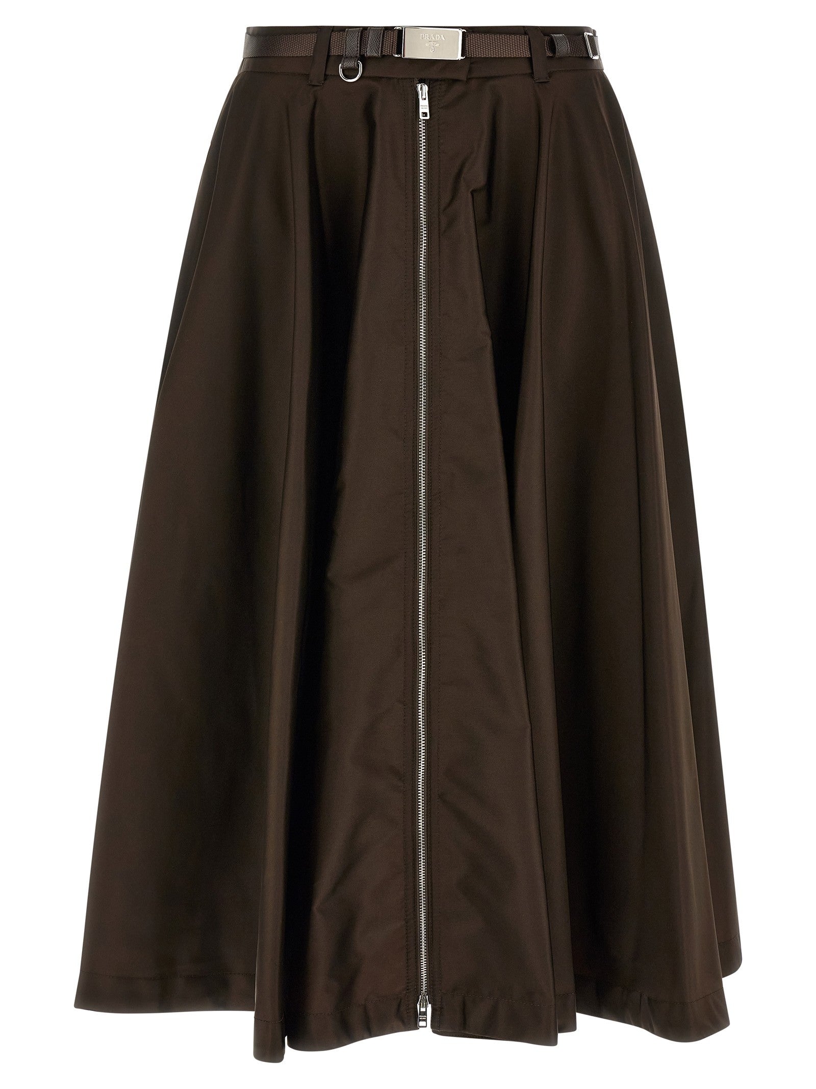 PRADA Front Zip Skirt Brown