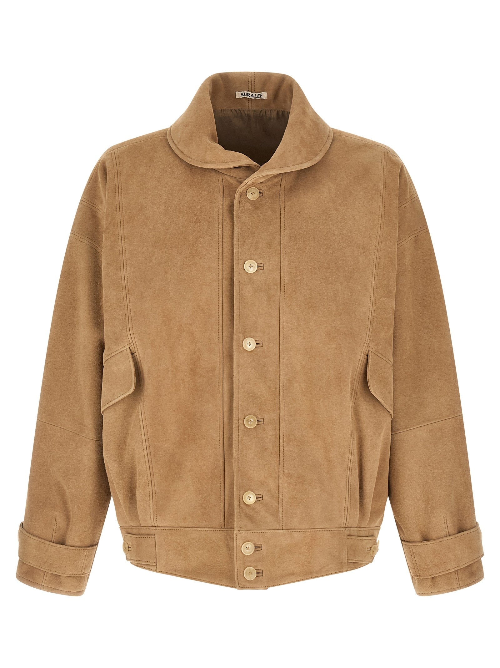 Auralee Full Grain Leather Blouson Beige
