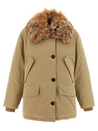 PRADA Fur Collar Jacket Beige