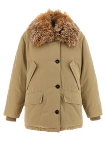 PRADA Fur Collar Jacket Beige