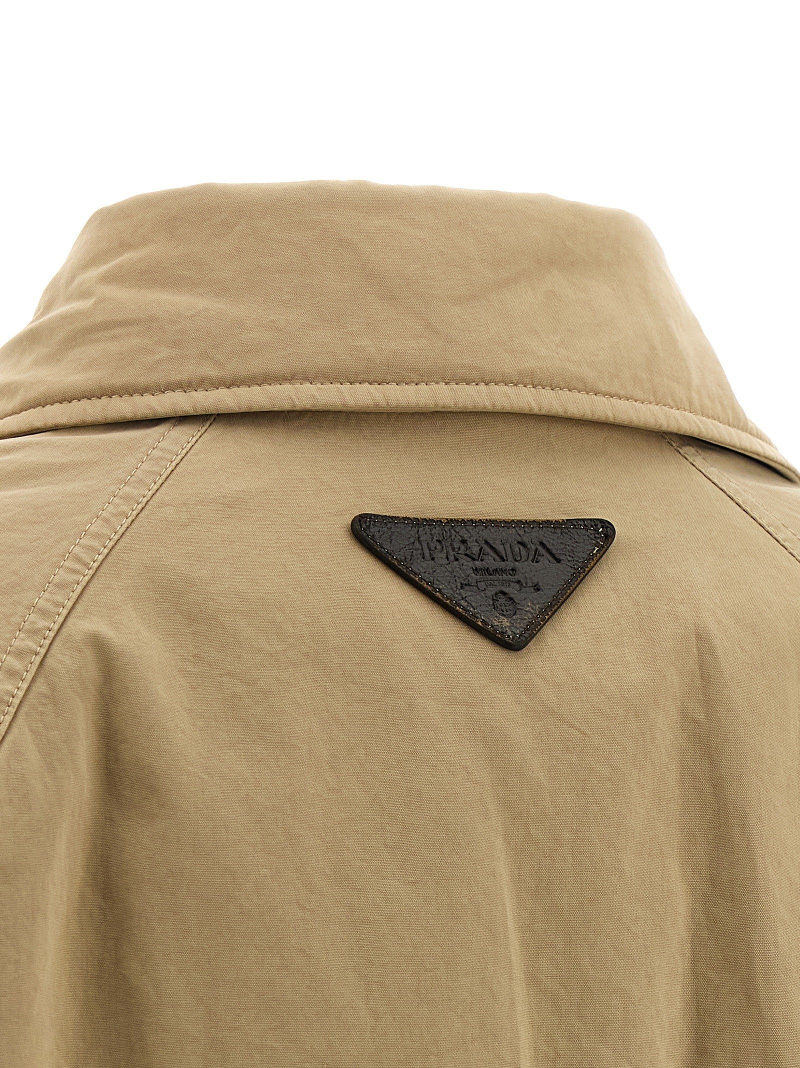 PRADA Fur Collar Jacket Beige