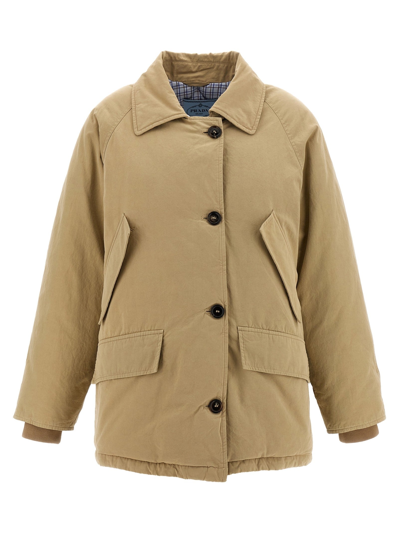 PRADA Fur Collar Jacket Beige
