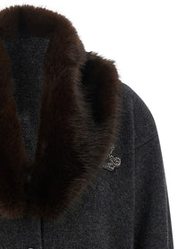 Lauren Ralph Lauren Fur Insert Cardigan Grey