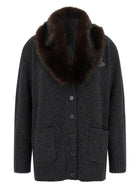 Lauren Ralph Lauren Fur Insert Cardigan Grey