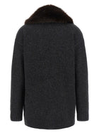 Lauren Ralph Lauren Fur Insert Cardigan Grey