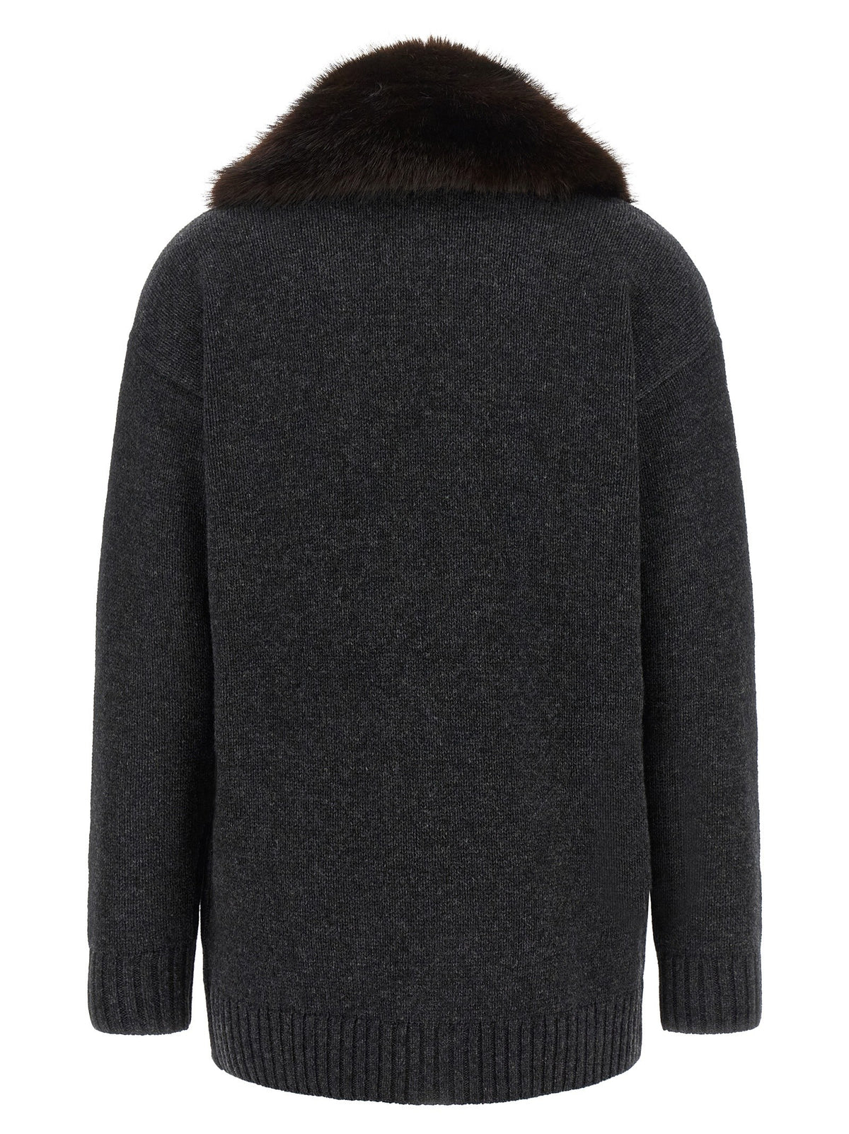 Lauren Ralph Lauren Fur Insert Cardigan Grey