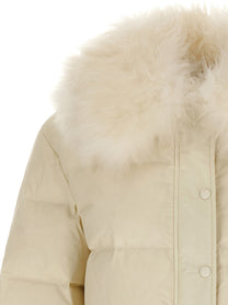 Yves Salomon Army Fur Insert Down Jacket White