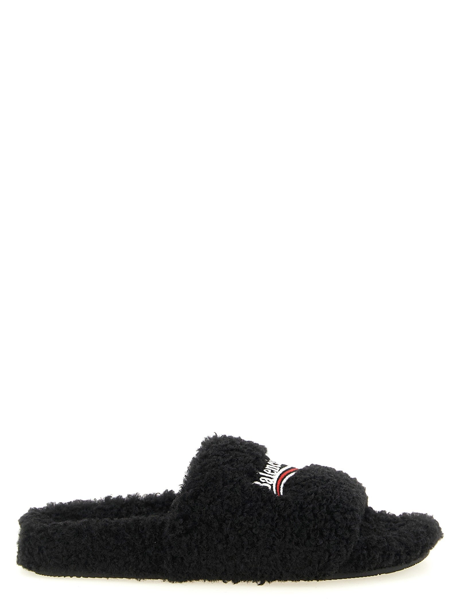 Balenciaga Furry Open Sandals Black