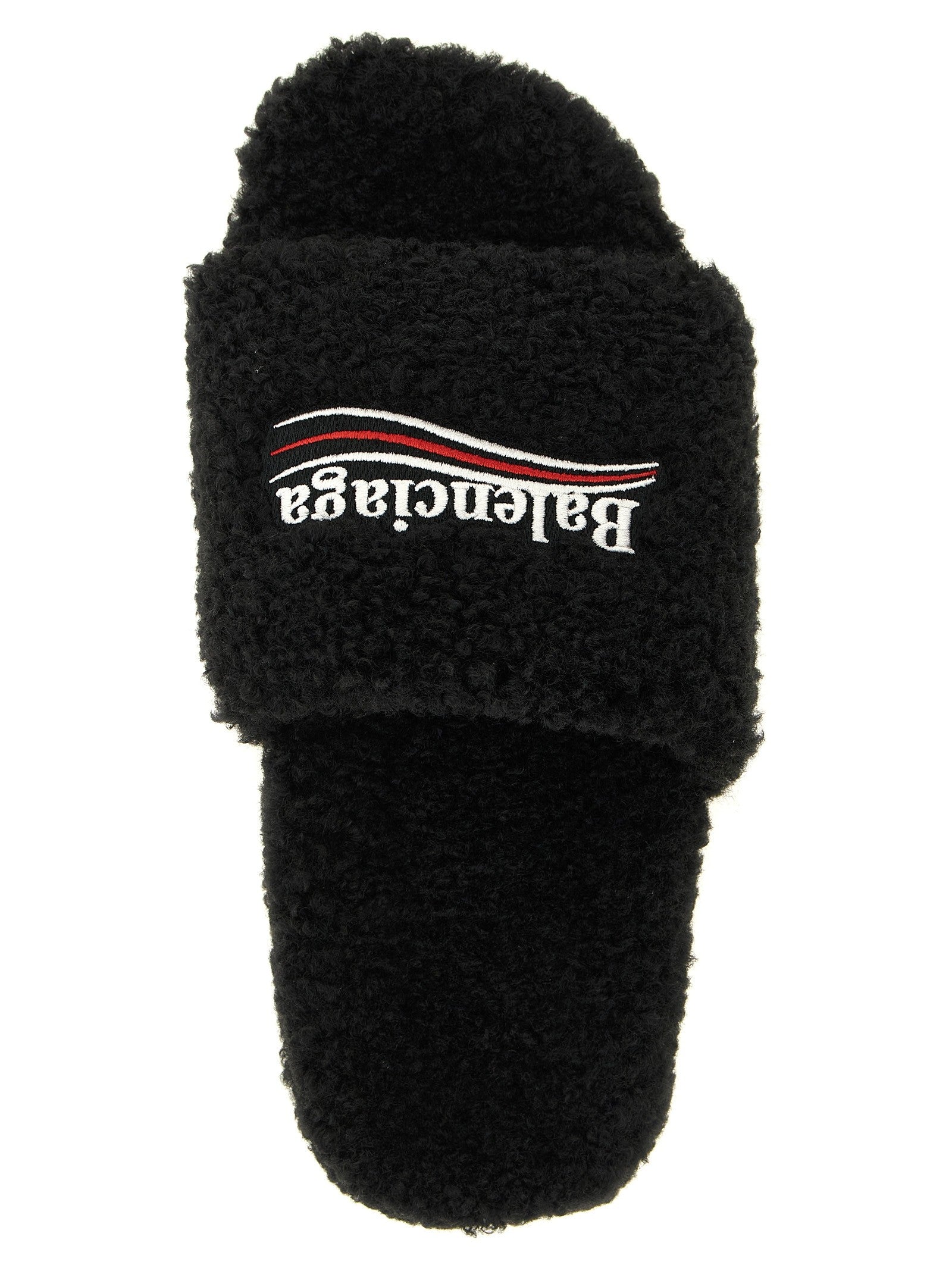 Balenciaga Furry Open Sandals Black