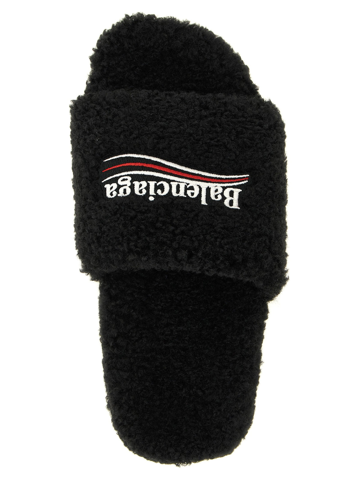 Balenciaga Furry Open Sandals Black, view 4