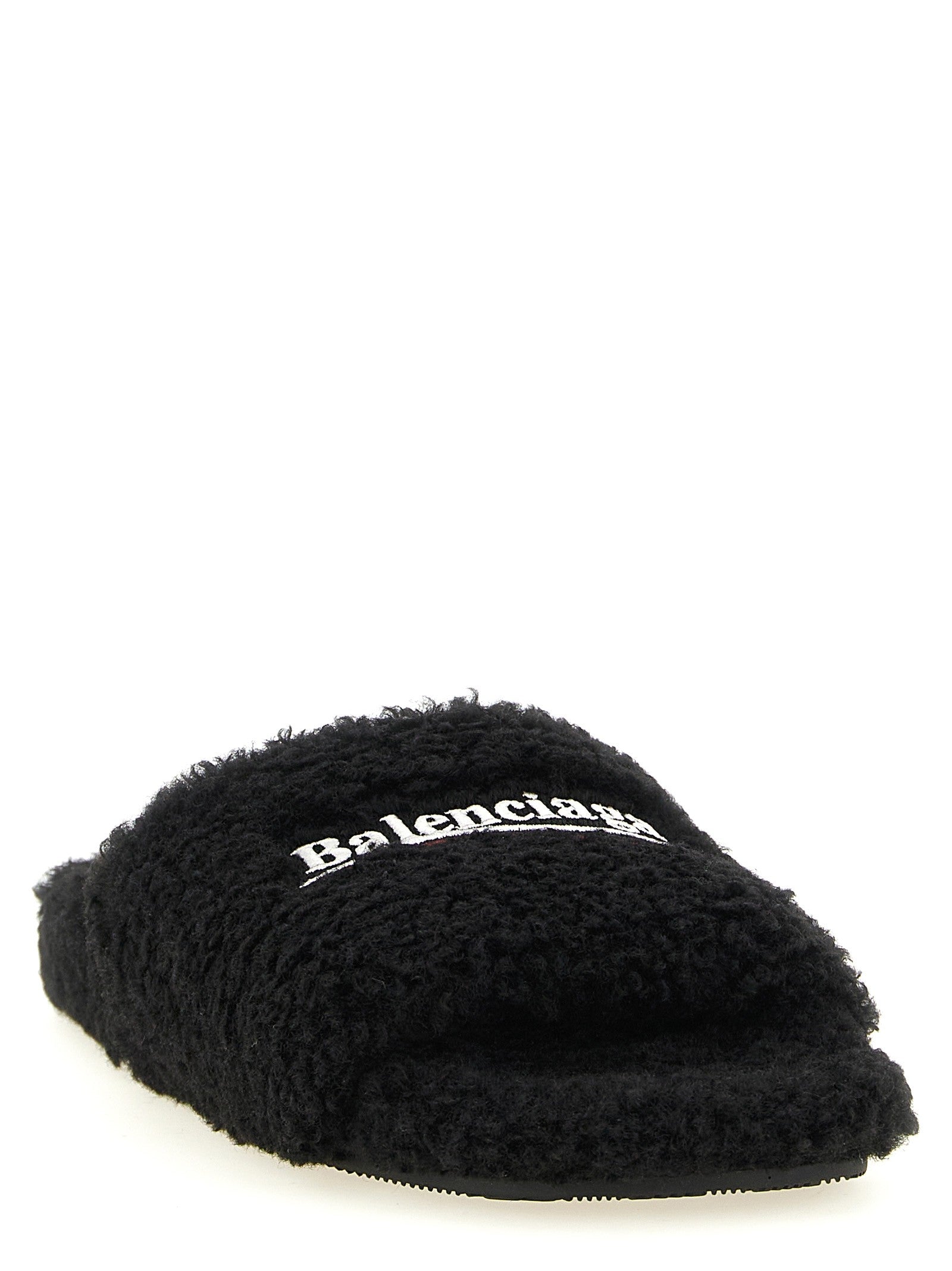 Balenciaga Furry Open Sandals Black