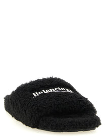 Balenciaga Furry Open Sandals Black