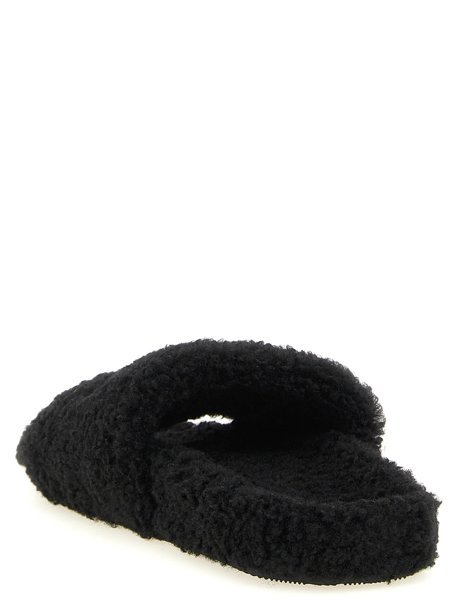 Balenciaga Furry Open Sandals Black