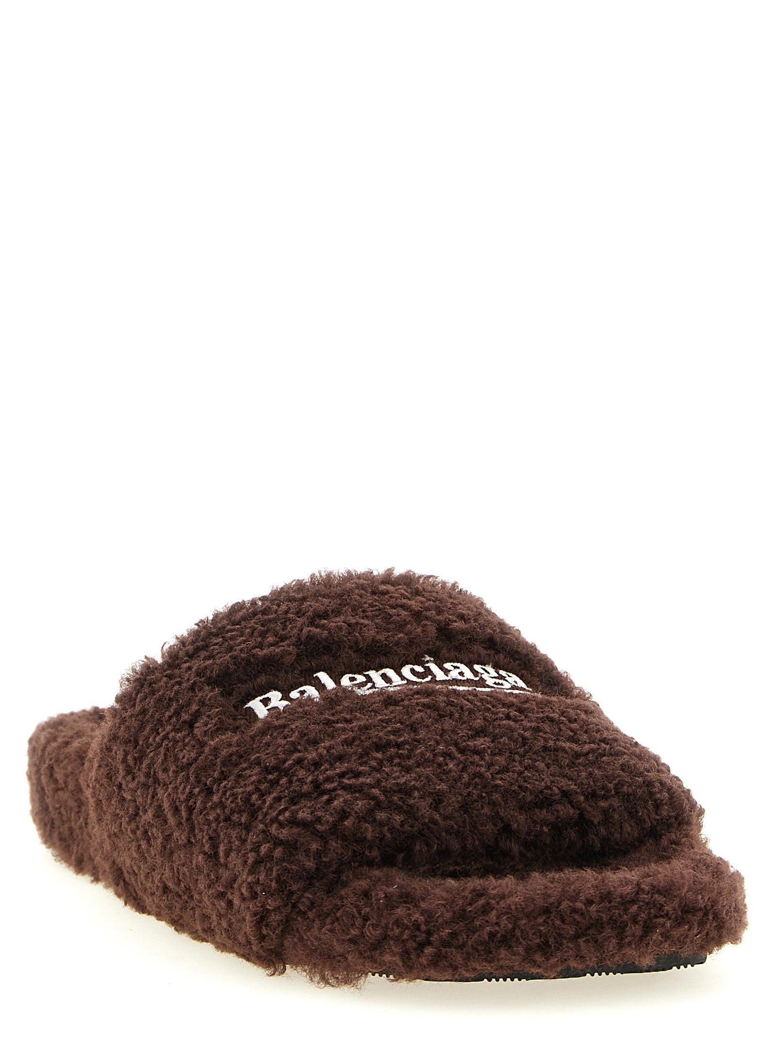 Balenciaga Furry Open Sandals Brown