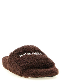 Balenciaga Furry Open Sandals Brown