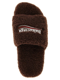 Balenciaga Furry Open Sandals Brown