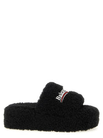 Balenciaga Furry Platform Slides Black