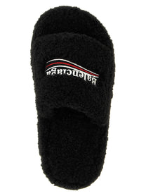 Balenciaga Furry Platform Slides Black