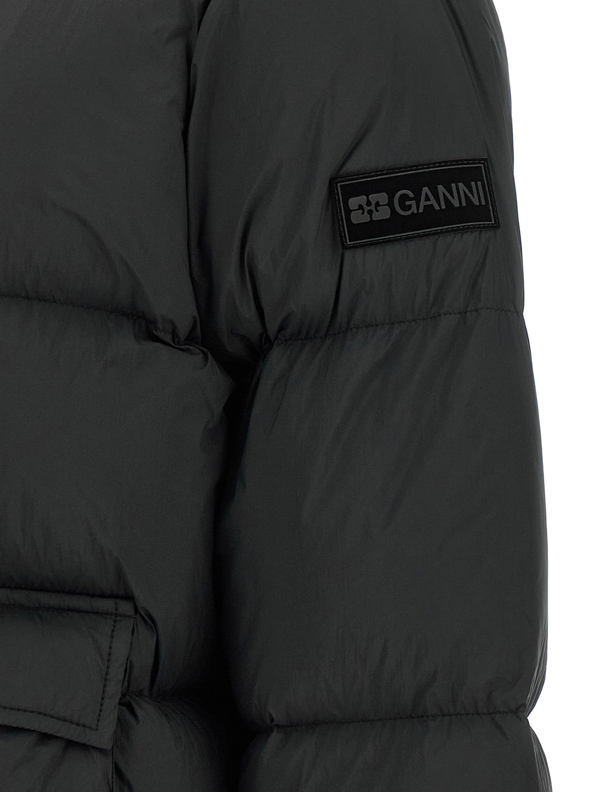 Ganni Future Nylon Black Down Jacket Black