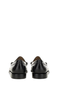 G.H. BASS men’s mocassino weejun heritage Larson black leather loafers with polished finish and classic slip-on design