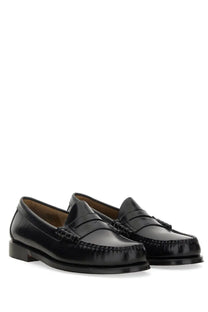 G.H. Bass men’s mocassino Weejun heritage Larson black black patent leather penny loafers with stitched detailing