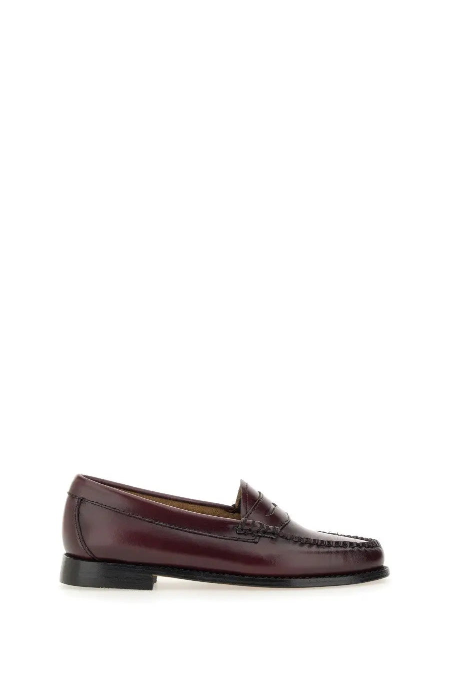 Gh bass women’s mocassino weejun penny red burgundy leather loafer with classic slip-on design and black rubber sole