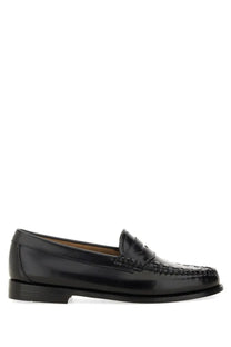 G.H. Bass women’s black patent leather penny loafer with woven texture detail across the toe