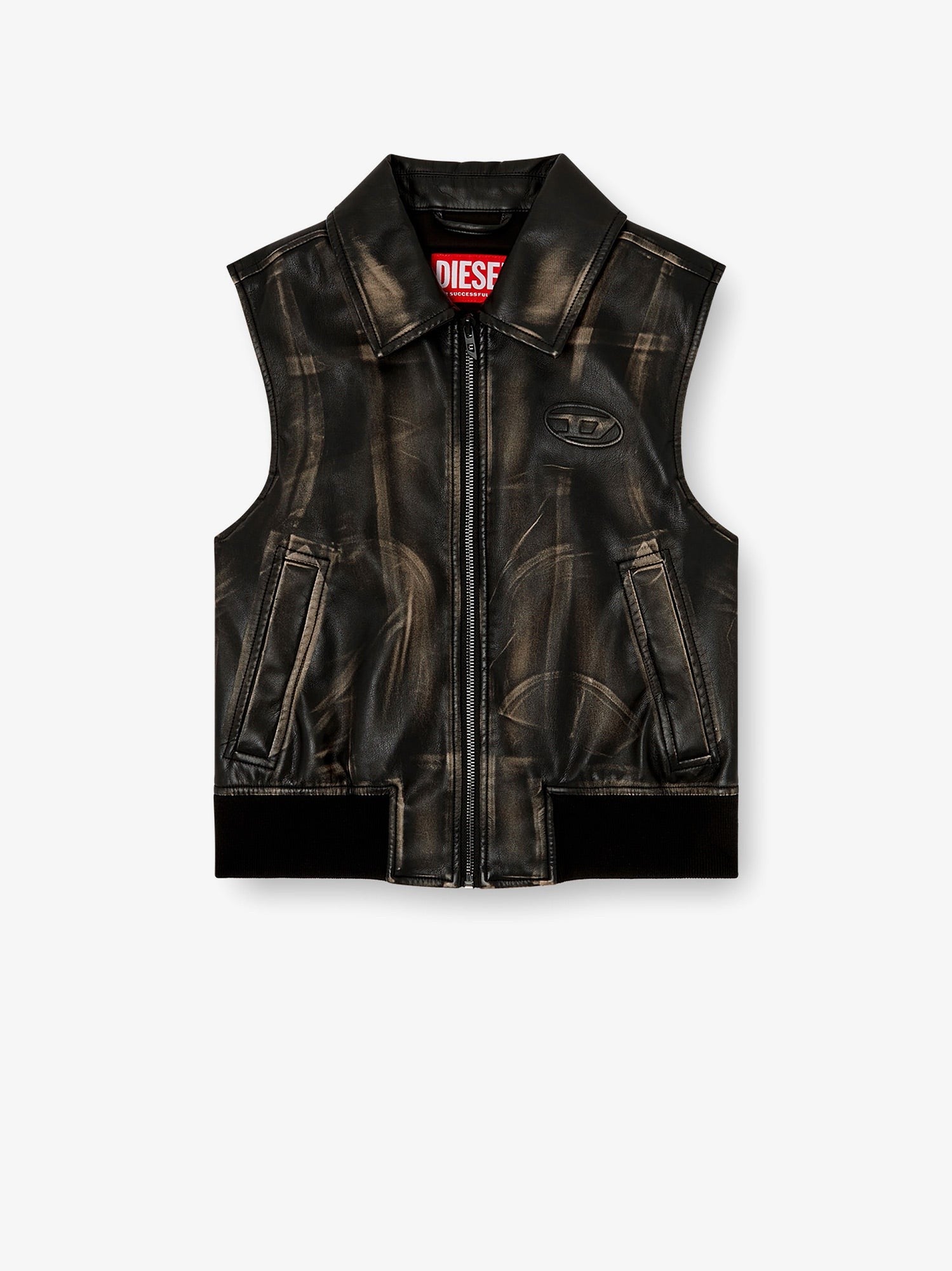 Diesel Women's Inko Faux Leather Sleeveless Jacket Black