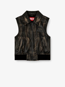Diesel Women's Inko Faux Leather Sleeveless Jacket Black