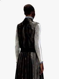 Diesel Women's Inko Faux Leather Sleeveless Jacket Black