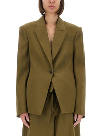 The Attico Women's Gabardine Jacket Green