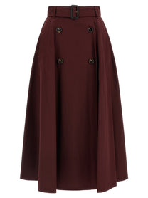 Burberry Gabardine Trench Coat Skirt Red