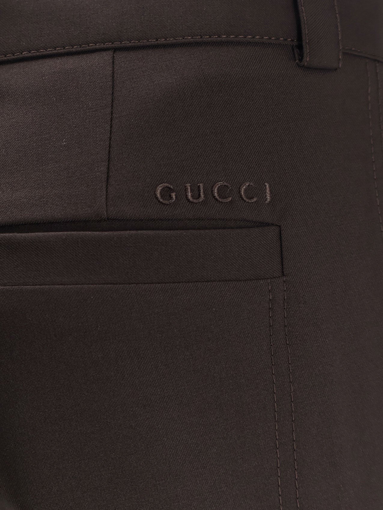 Gucci Men's Gabardine Wool Trousers Brown