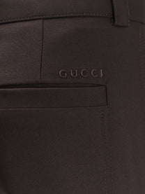 Gucci Men's Gabardine Wool Trousers Brown