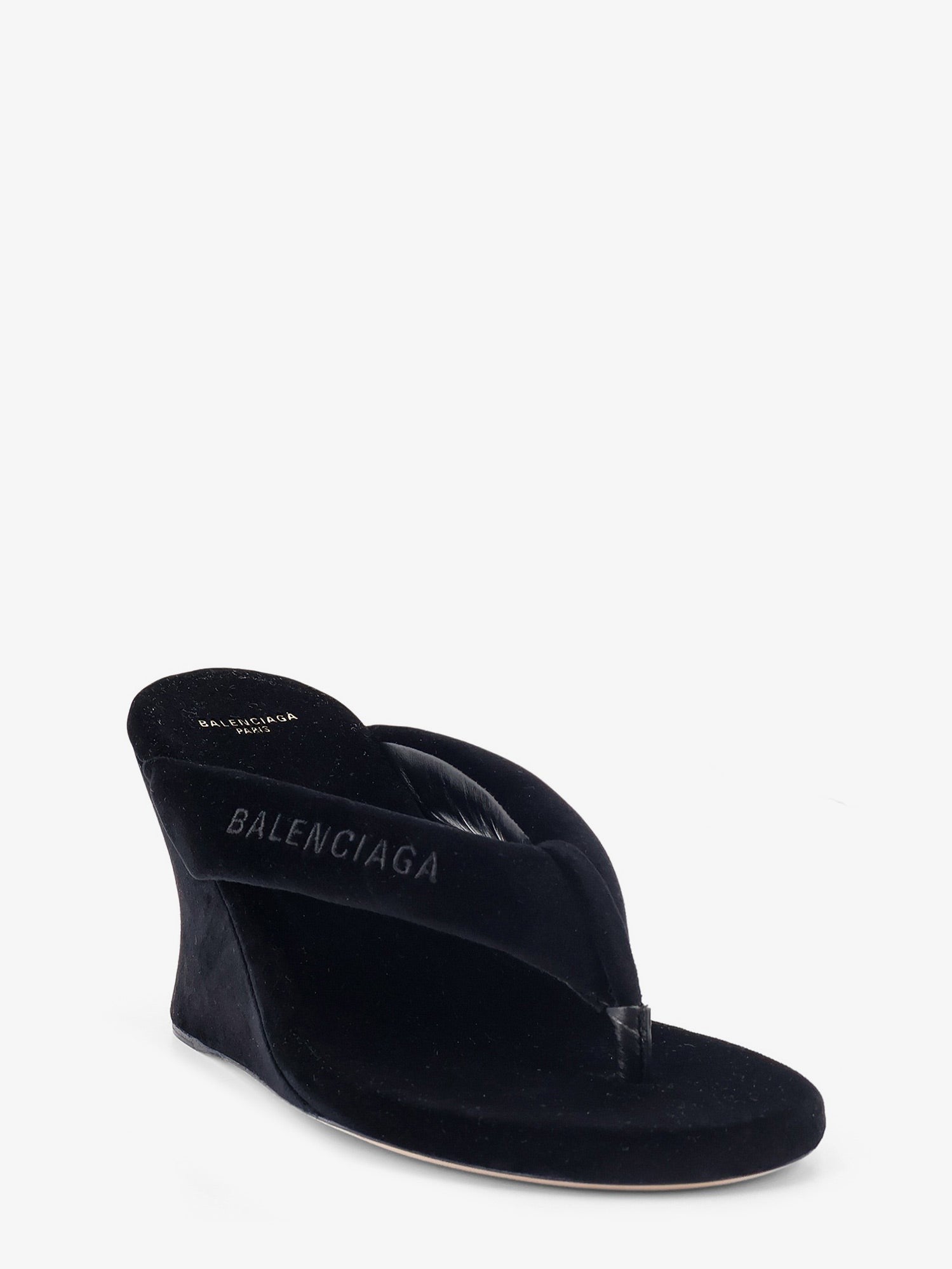 Balenciaga Women's Gaeta Velvet Sandals Black